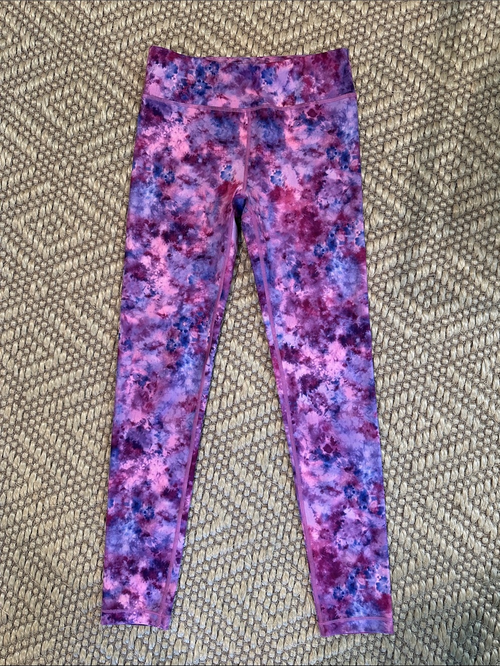 Athleta Girls Purple and Pink Tie-Dye Active Leggings